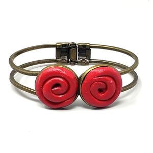 Vintage Red Roses Cuff-Style Bracelet